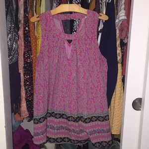 Pink printed tank top blouse